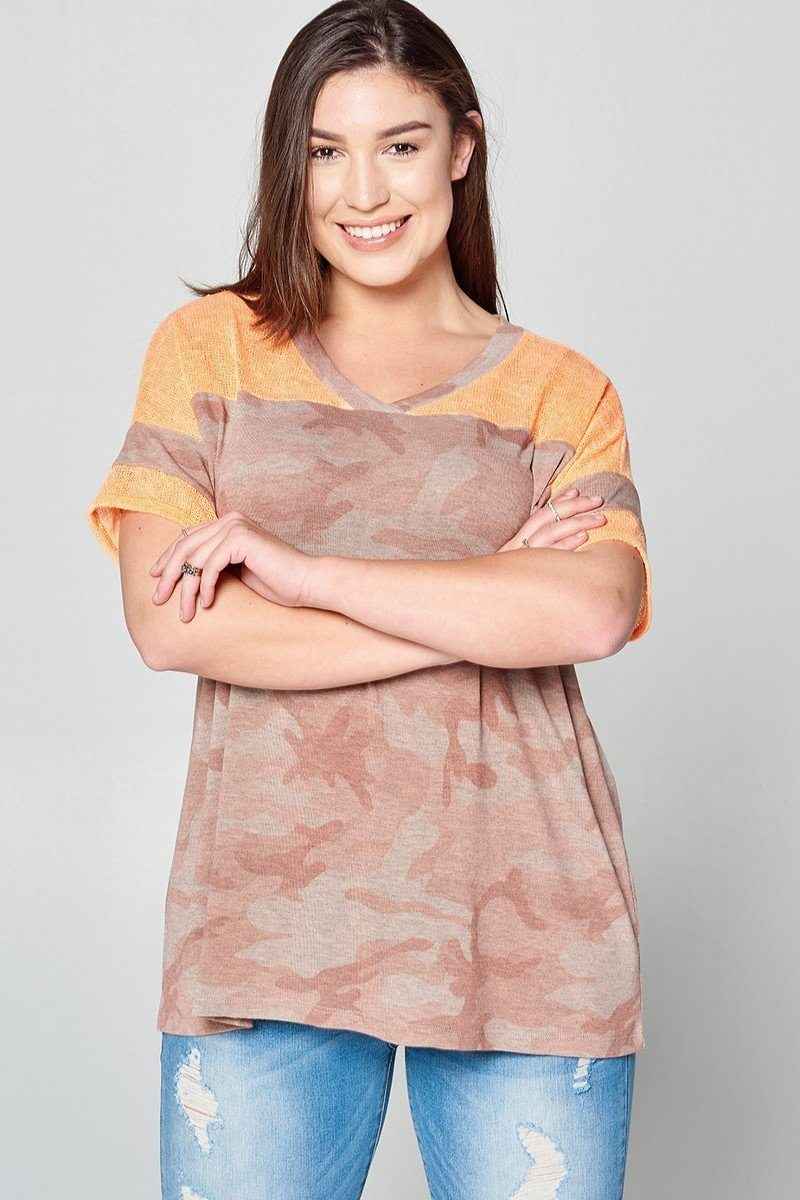 Plus Size Camouflage Printed Loose-fit Knit Top β Stylish & Comfortable β menβs fashion, stylish and versatile