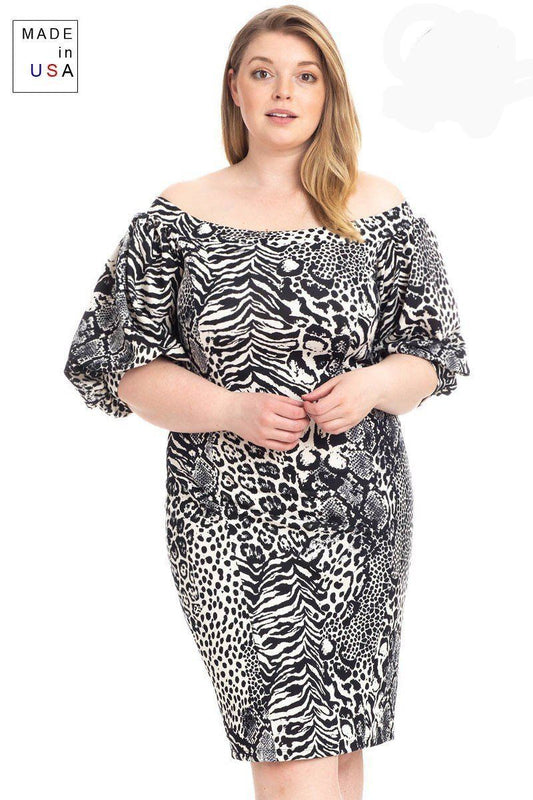 Plus Size  Animal Print Crepe Stretch Bodycon Dress – Stylish & Comfortable – men’s fashion, stylish and versatile