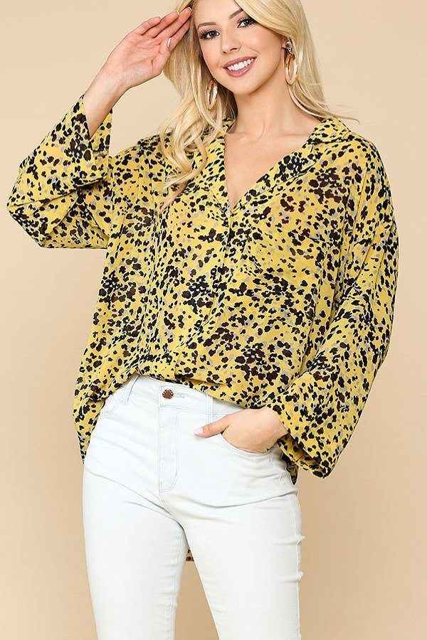 Sale - Animal Print Button Down Lapel Collar Shirt With Chest Pocket – On Sale Now