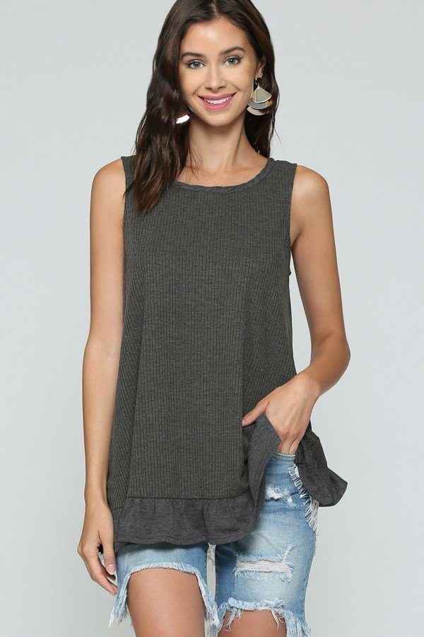 Sale - Sleeveless Back Lace Ruffle Detail Tank Top – On Sale Now