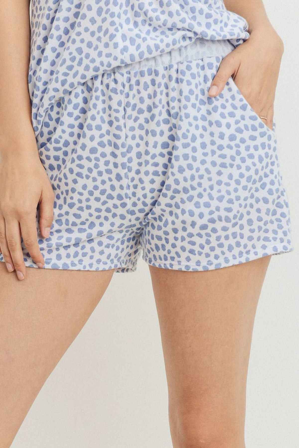 Leopard Printed Terry Short Pants – blue, fashion, women style