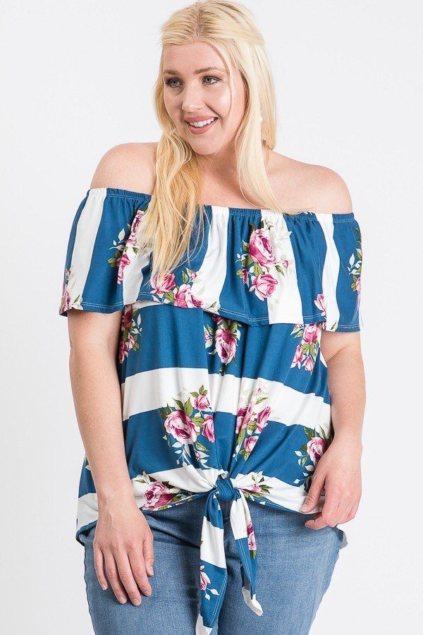Plus Size Off Shoulder Ruffled Front Tie Top β Stylish & Comfortable β menβs fashion, stylish and versatile