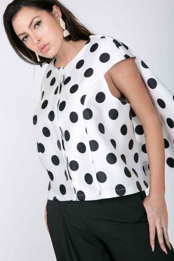 Sale - Cascade Ruffle Detail Polka Dot Print Top – On Sale Now