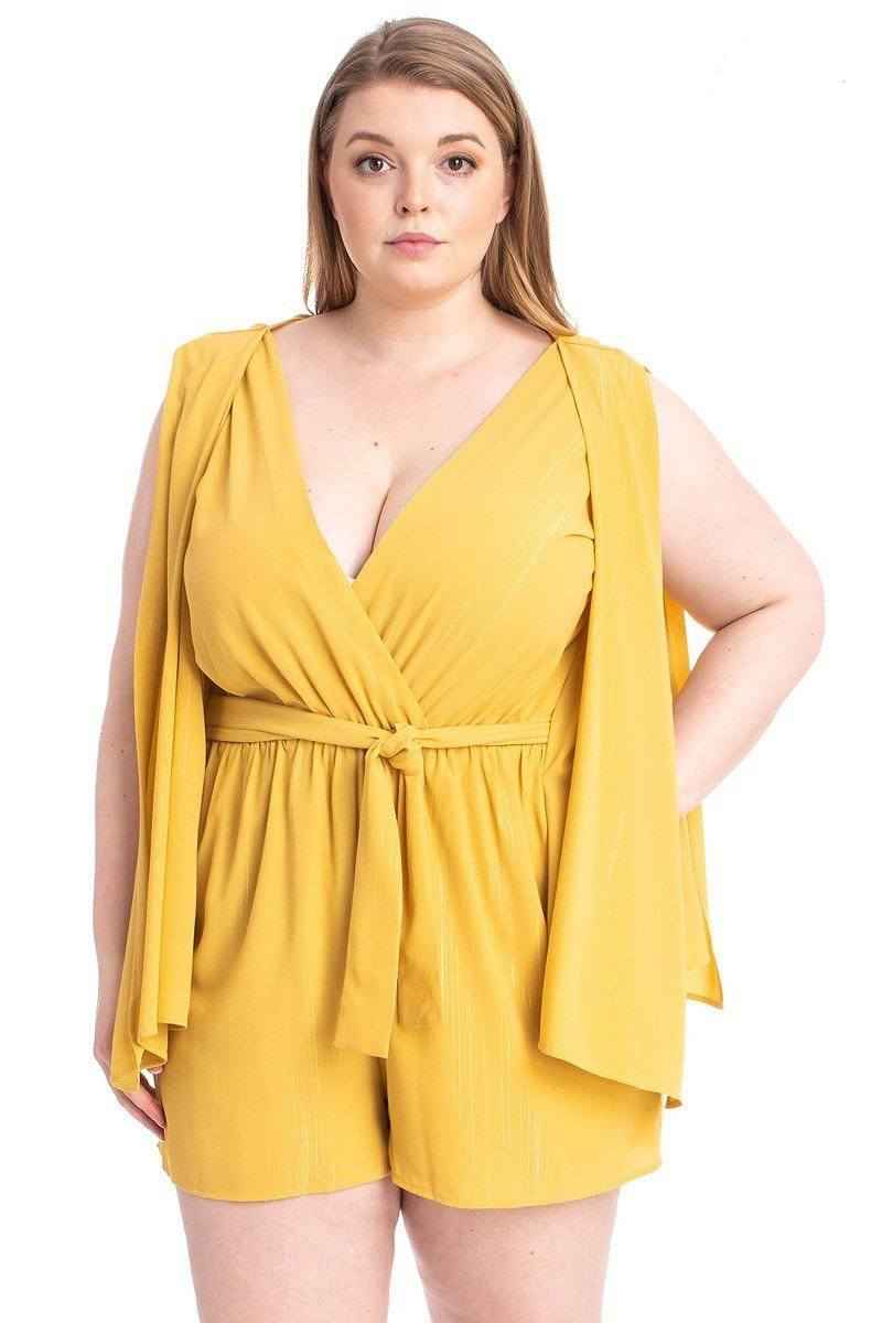 Plus Size Shimmer Fabric Draped Open Sleeve Romper β Stylish & Comfortable β menβs fashion, stylish and versatile