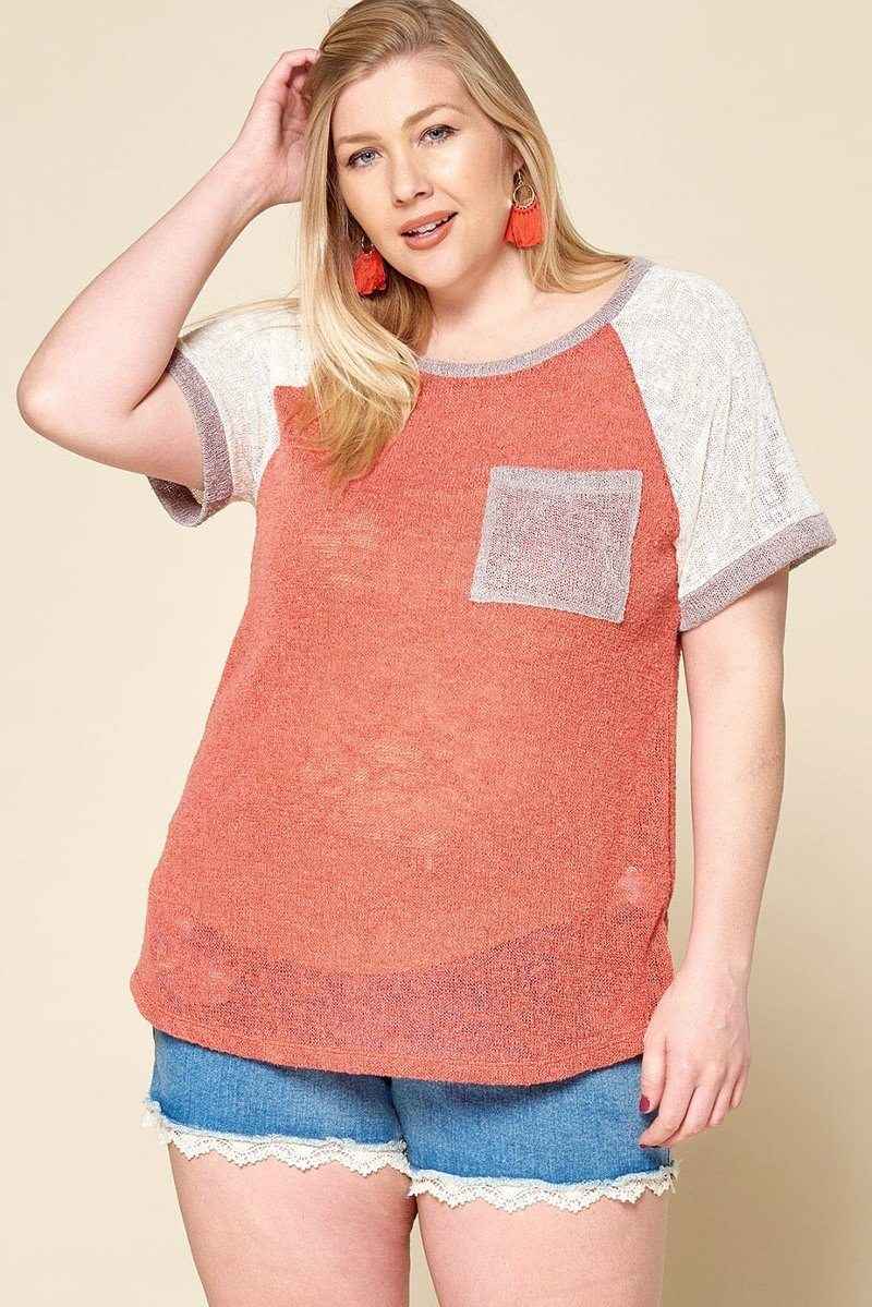 Plus Size Color-blocked Sweater Knit Top β Stylish & Comfortable β menβs fashion, stylish and versatile