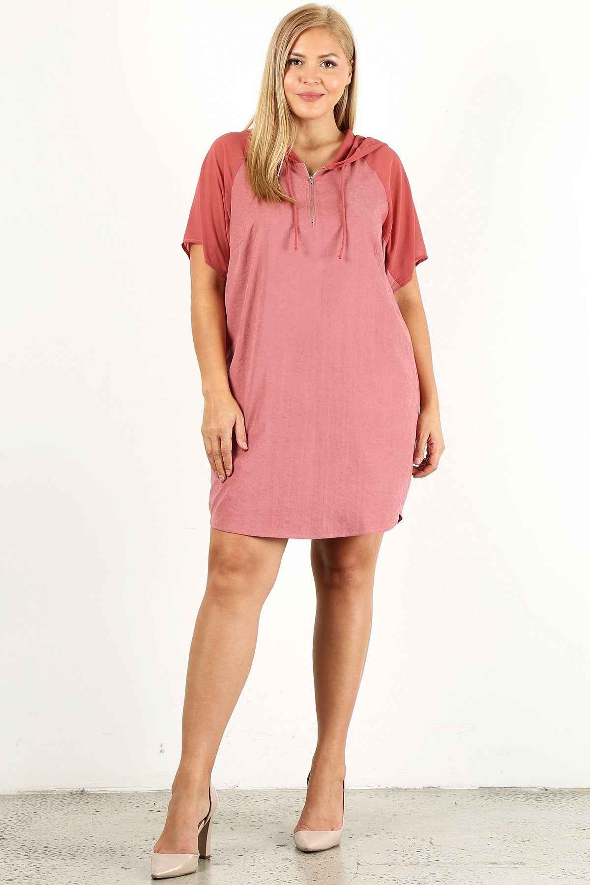 Plus Size Solid Dress With Zip-up Closure β Stylish & Comfortable β menβs fashion, stylish and versatile