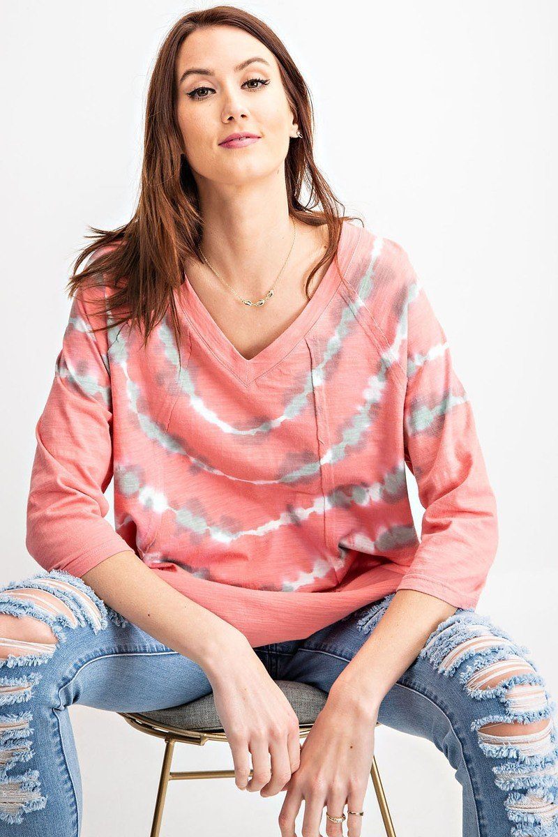 Sale - 3/4 Sleeves Special Washed Boxy Cotton Slub Top – On Sale Now