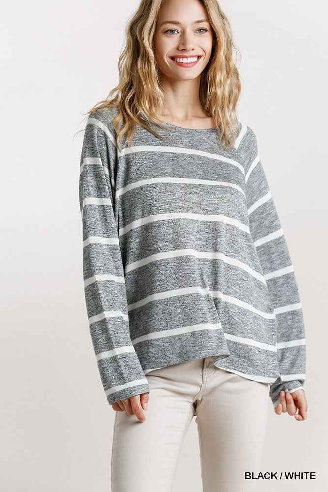Sale - Striped Round Neck Long Sleeve Top – On Sale Now