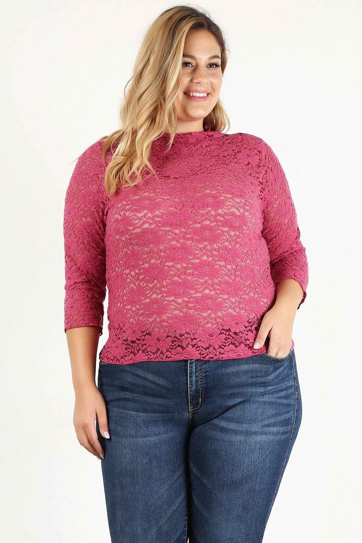 Plus Size Sheer Lace Fitted Top β Stylish & Comfortable β menβs fashion, stylish and versatile