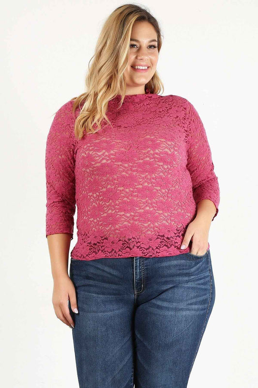 Plus Size Sheer Lace Fitted Top – Stylish & Comfortable – men’s fashion, stylish and versatile