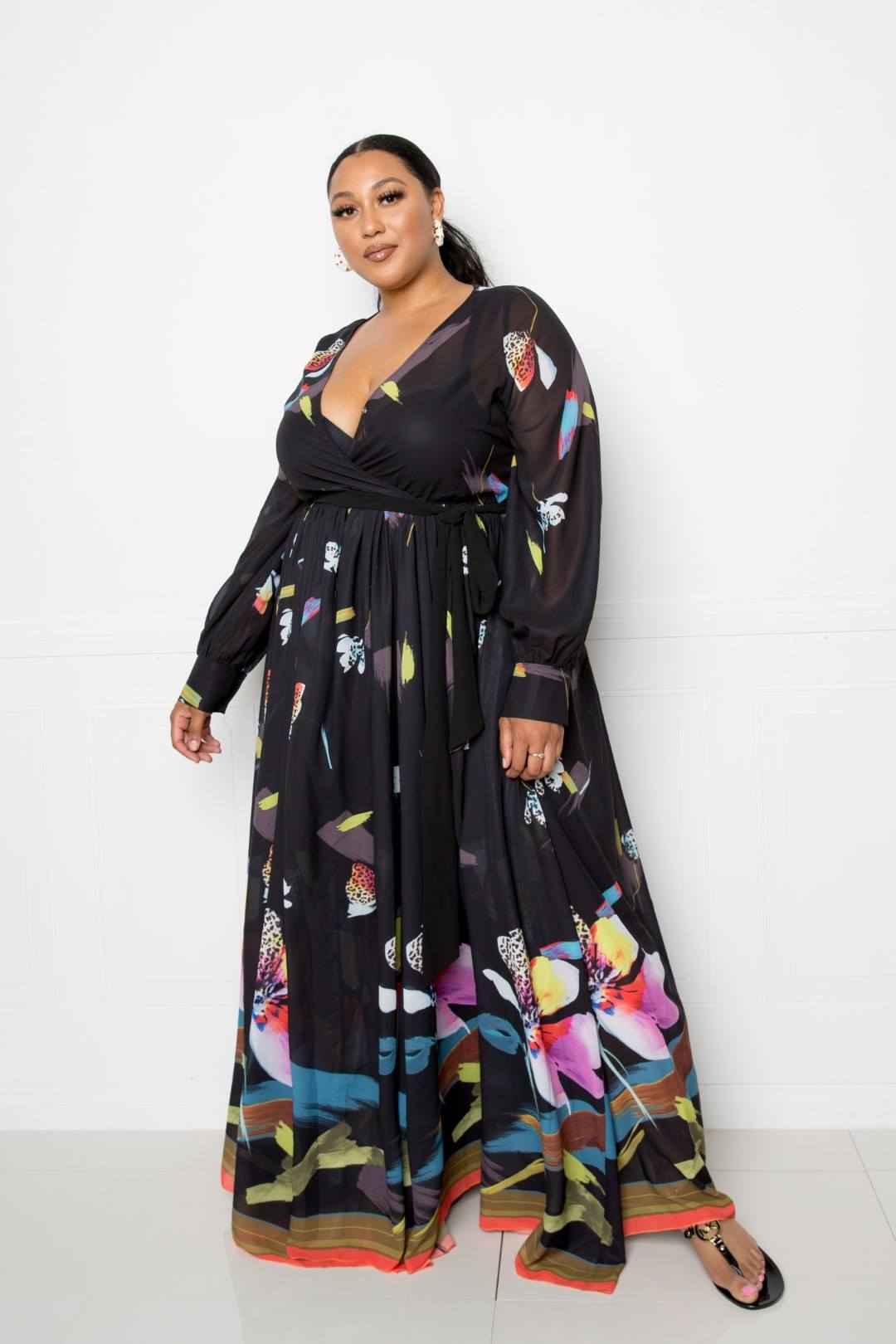 Plus Size Tropical Print Maxi Dress – Stylish & Comfortable – men’s fashion, stylish and versatile