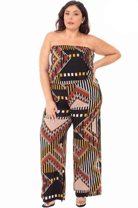 Abstract Print Tupbe Top Plus Size Jumpsuit – Stylish & Comfortable – men’s fashion, stylish and versatile
