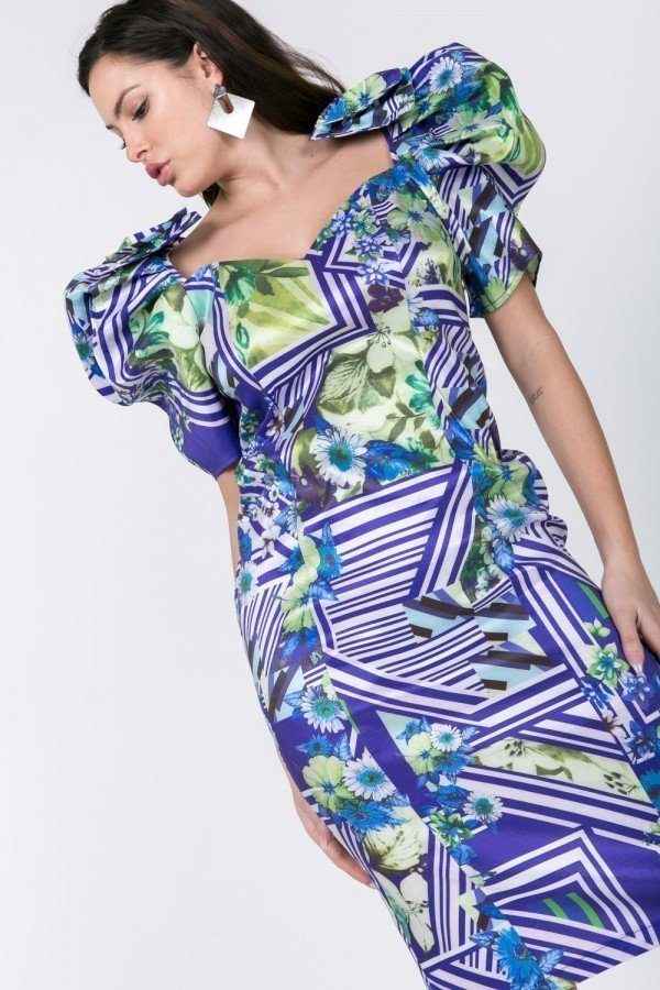 Sale - Puff Sleeve Bodycon Print Dress – On Sale Now