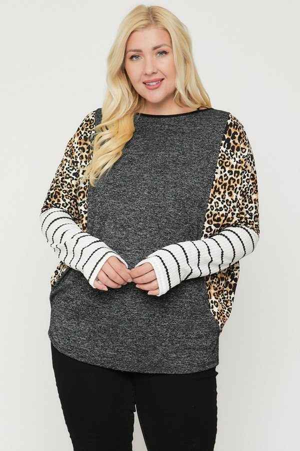 Plus Size Cheetah Print Long Sleeve Top β Stylish & Comfortable β menβs fashion, stylish and versatile