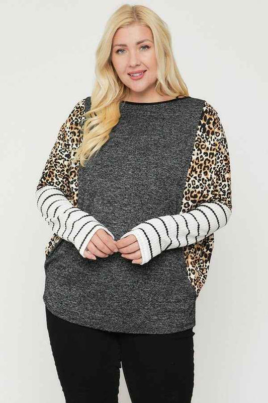 Plus Size Cheetah Print  Long Sleeve Top – Stylish & Comfortable – men’s fashion, stylish and versatile