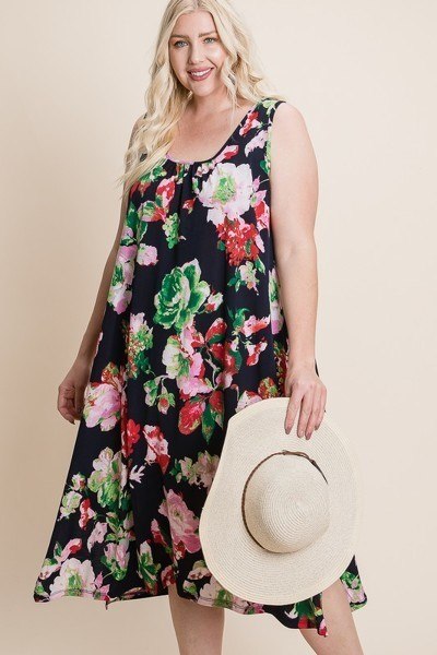 Plus Size Floral Bulgari Printed Tank Midi Dress With Asymmetrical Hem β Stylish & Comfortable β menβs fashion, stylish and versatile