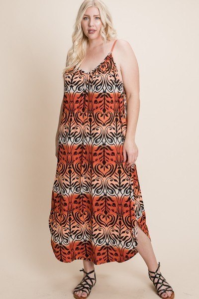 Plus Size Tie Dye Ombre Damask Print Anna Print Cami Maxi Dress β Stylish & Comfortable β menβs fashion, stylish and versatile