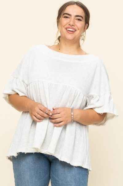 Plus Size Solid French Pullover Terry Woven Top β Stylish & Comfortable β menβs fashion, stylish and versatile