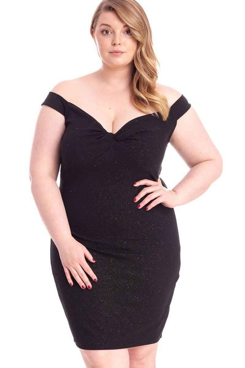 Plus Size Glittered Off Shoulder Mini Dress β Stylish & Comfortable β menβs fashion, stylish and versatile