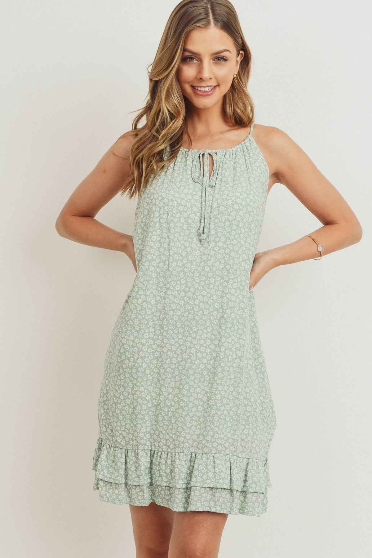 Sale - Ruffled Floral Sleeveless Dress – On Sale Now