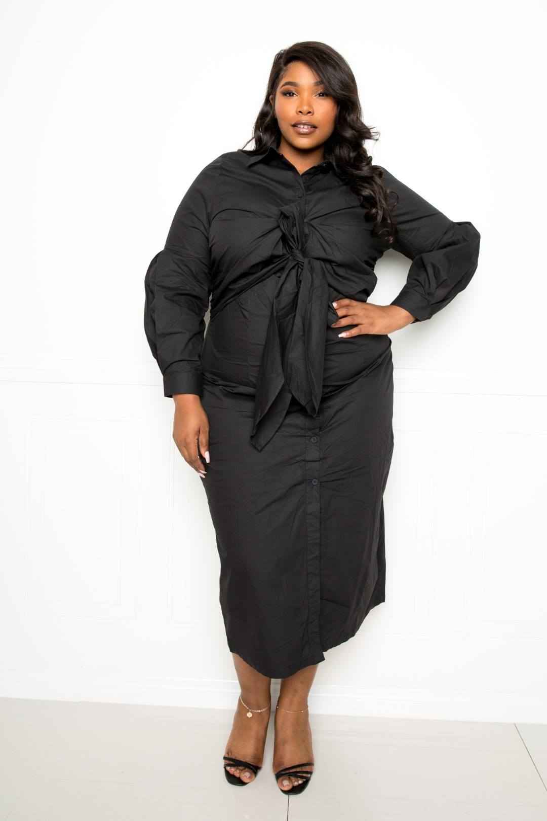 Plus Size Poplin Tie Bow Shirt Dress β Stylish & Comfortable β menβs fashion, stylish and versatile