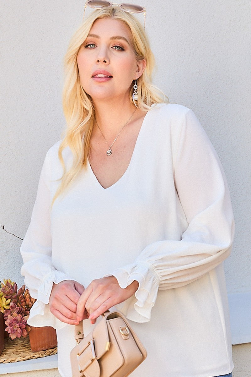 Plus Size V Neck Tier Ruffle Sleeve Top β Stylish & Comfortable β menβs fashion, stylish and versatile
