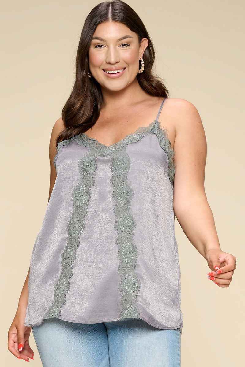 Plus Size Solid Satin Sleeveless Cami Woven Tank Top β Stylish & Comfortable β menβs fashion, stylish and versatile