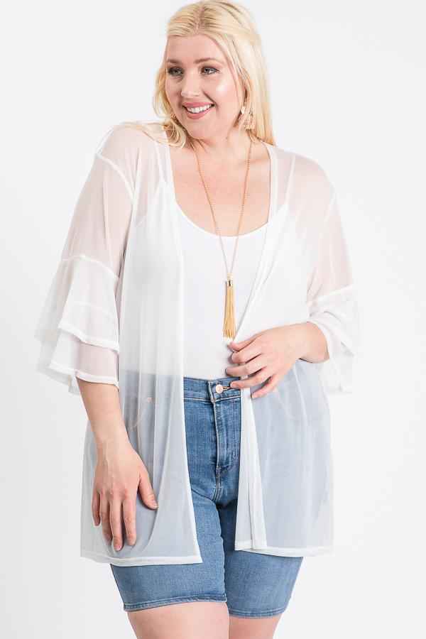 Plus Size Ruffle Sleeve Open Cardigan β Stylish & Comfortable β menβs fashion, stylish and versatile