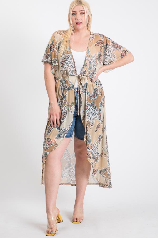 Plus Size Short Sleeves Long-line Printed Mesh Open Cardigan β Stylish & Comfortable β menβs fashion, stylish and versatile