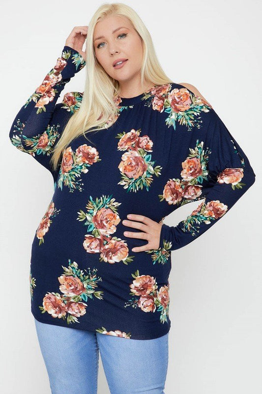 Plus Size Flattering Cutout Details Floral Print Top – Stylish & Comfortable – men’s fashion, stylish and versatile