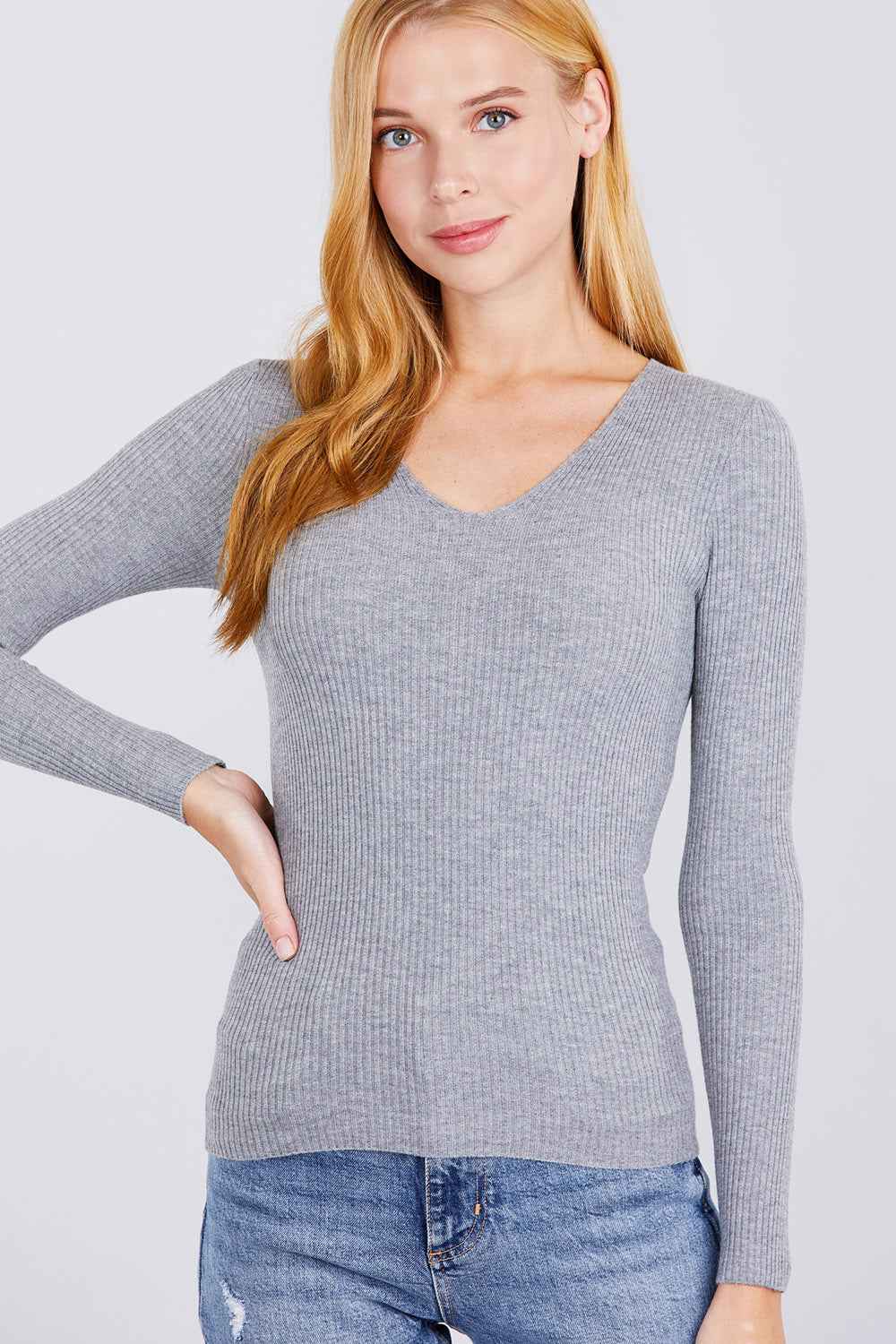 Sale - V-neck Viscose Rib Sweater – On Sale Now