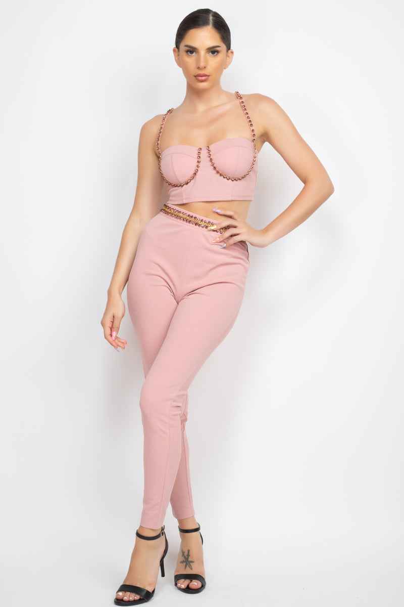 Sale - Stone Embellished Top And Pants Set – On Sale Now