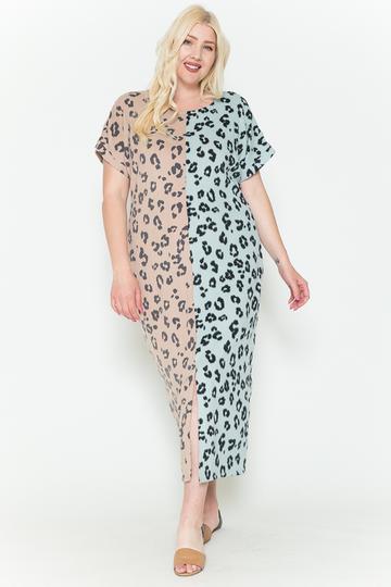 Plus Size Front Slit Dolman Leopard Print Maxi Dress β Stylish & Comfortable β menβs fashion, stylish and versatile