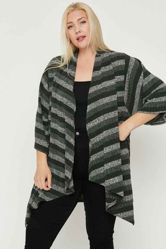 Plus Size Kimono Style Striped Cardigan – Stylish & Comfortable – men’s fashion, stylish and versatile