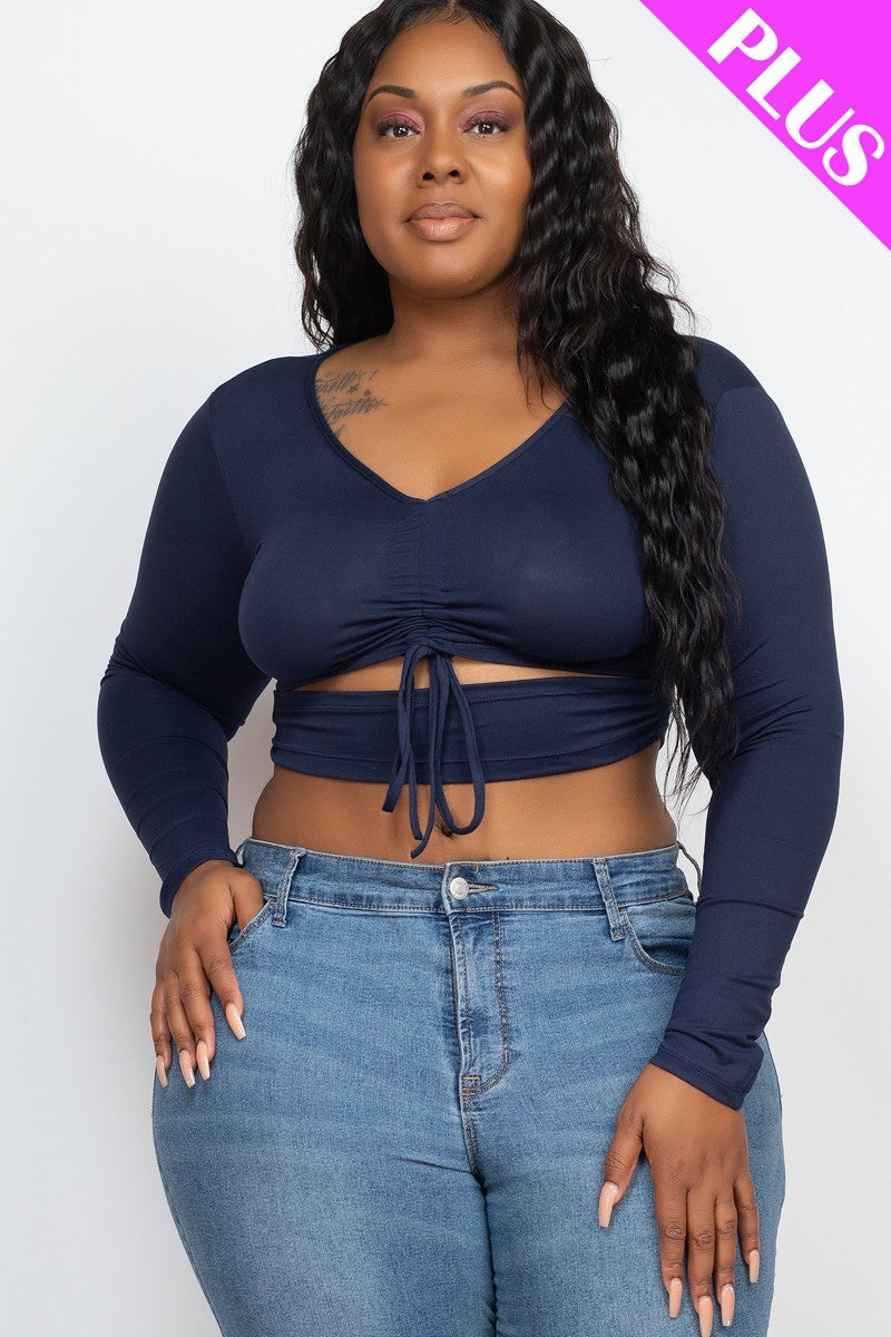 Plus Size Drawstring Ruched Cutout Crop Top β Stylish & Comfortable β menβs fashion, stylish and versatile
