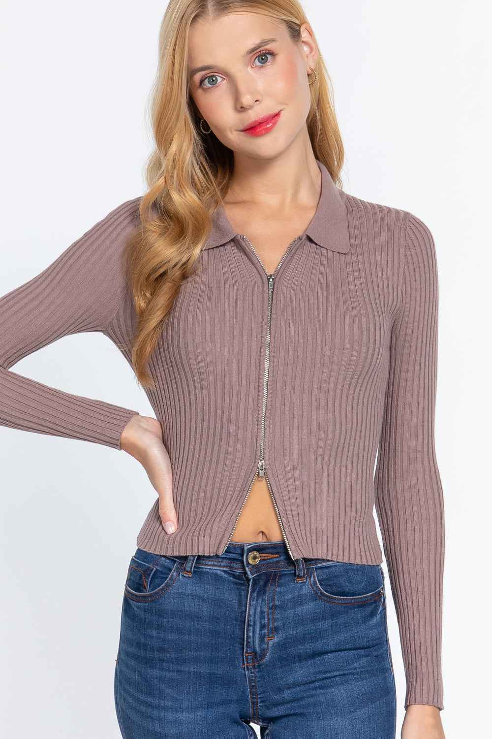 Sale - Notched Collar Zippered Sweater – On Sale Now
