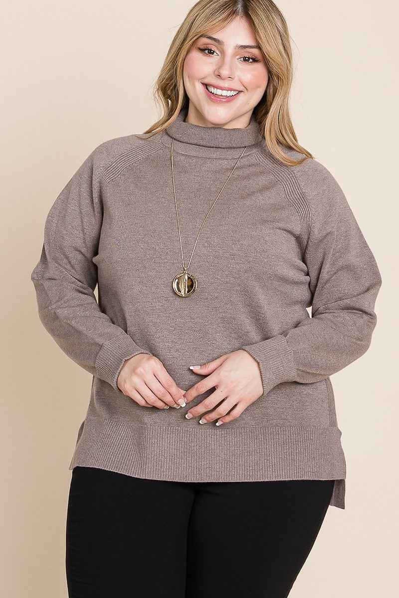 Plus Size High Quality Buttery Soft Solid Knit Turtleneck Two Tone High Low Hem Sweater β Stylish & Comfortable β menβs fashion, stylish and versatile