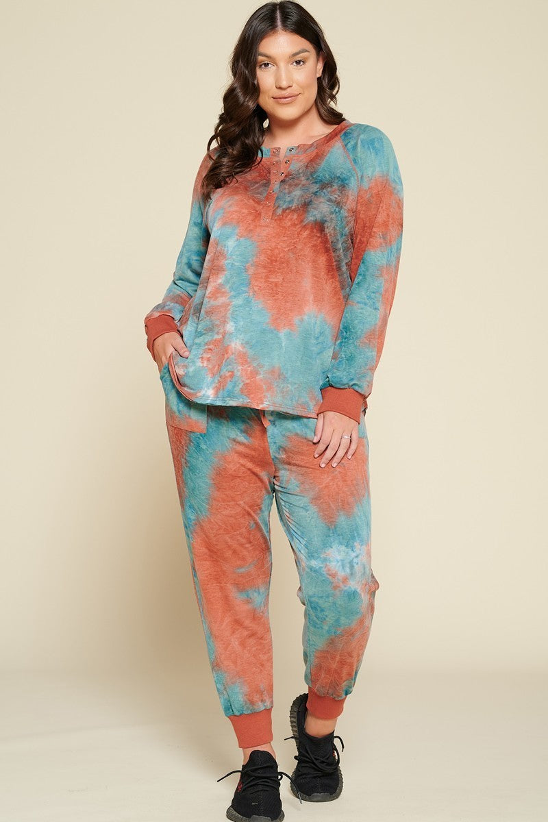 Plus Size Tie-dye Printed French Terry Knit Loungewear Sets β Stylish & Comfortable β menβs fashion, stylish and versatile