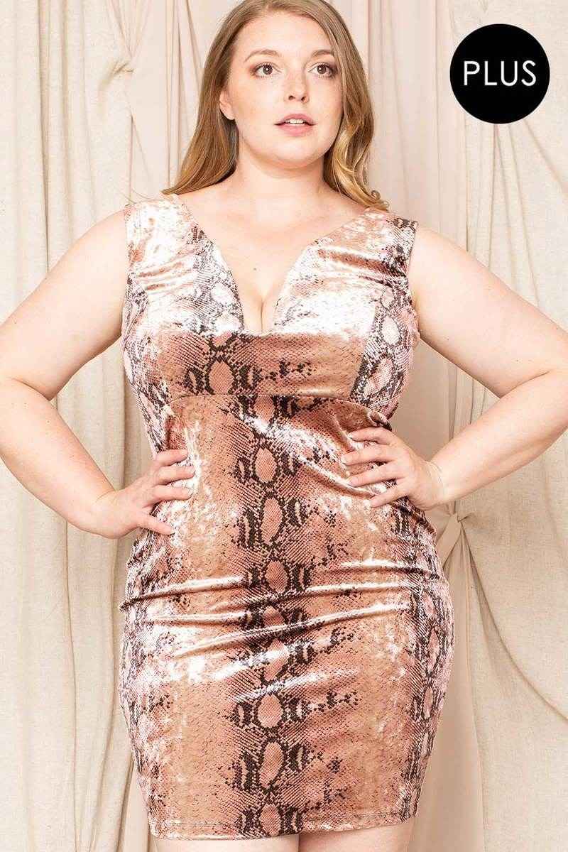 Plus Size Velour Snake Print Plus Mini Dress β Stylish & Comfortable β menβs fashion, stylish and versatile