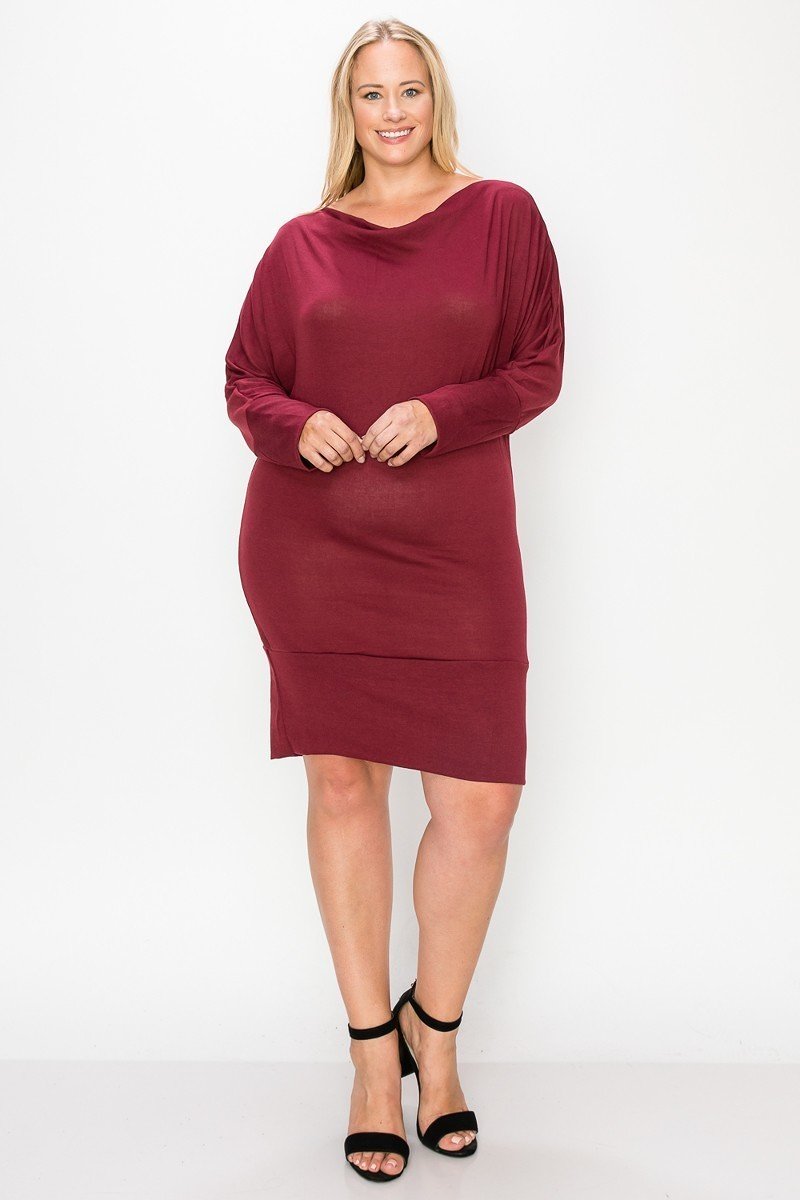 Plus Size Draped Neck Long Sleeve Dress β Stylish & Comfortable β menβs fashion, stylish and versatile