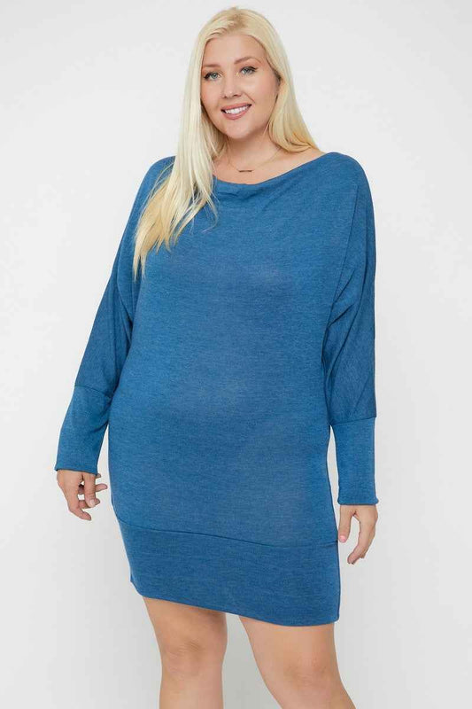 Plus Size Draped Neck Long Sleeve Dress – Stylish & Comfortable – men’s fashion, stylish and versatile