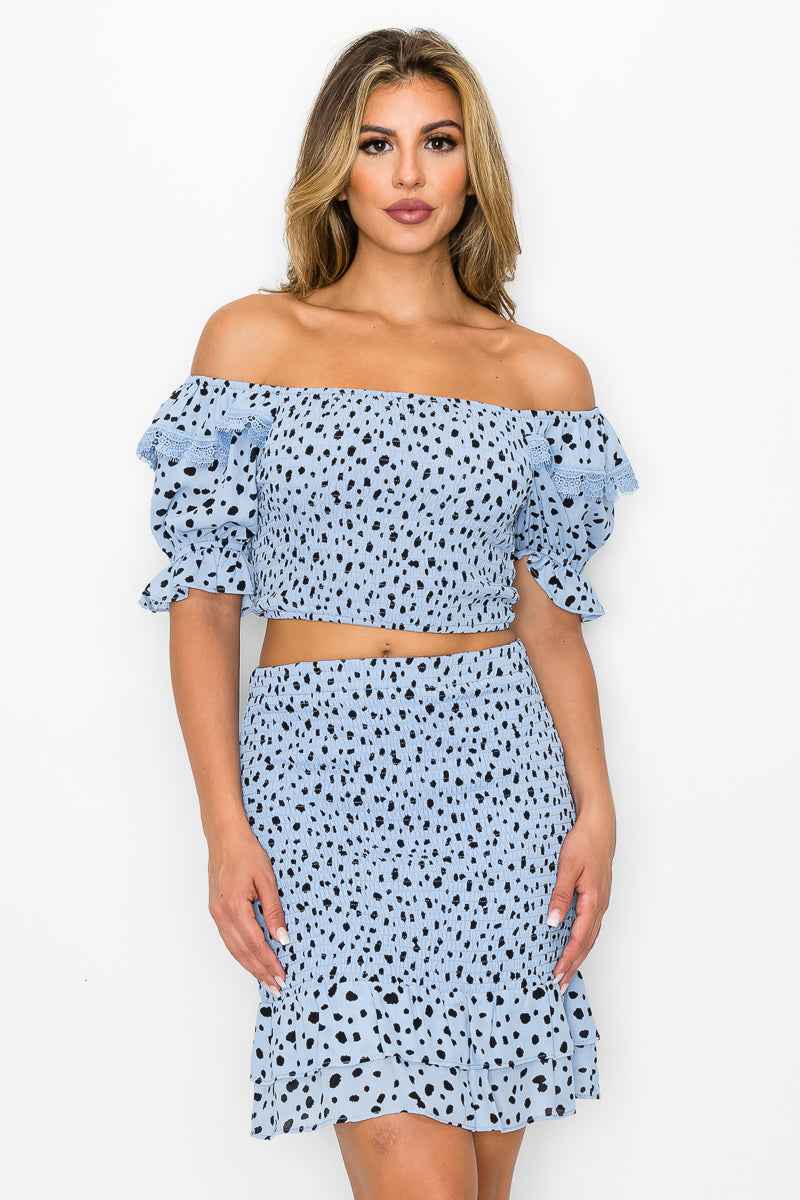 Sale - Smocking Ruffled Printed Top & Skirts Set – On Sale Now