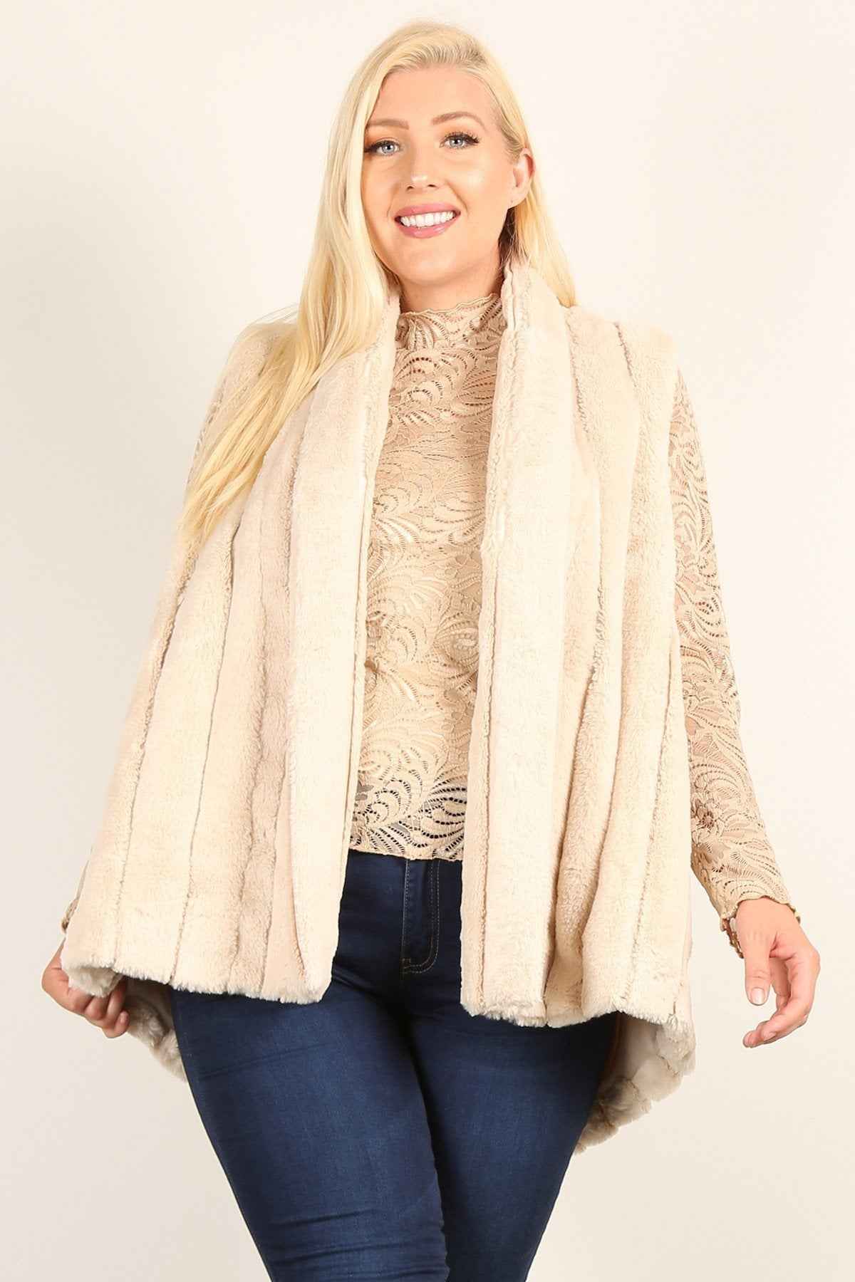Plus Size Faux Fur Vest Jacket With Open Front, Hi-lo Hem, And Pockets β Stylish & Comfortable β menβs fashion, stylish and versatile