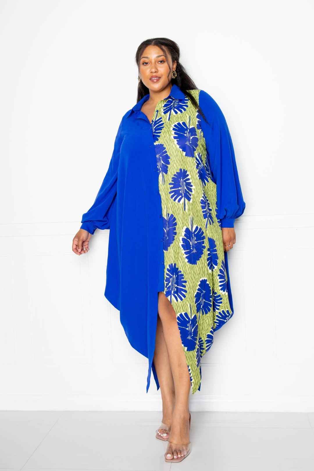 Plus Size Print Drapy Shirt Maxi Dress β Stylish & Comfortable β menβs fashion, stylish and versatile