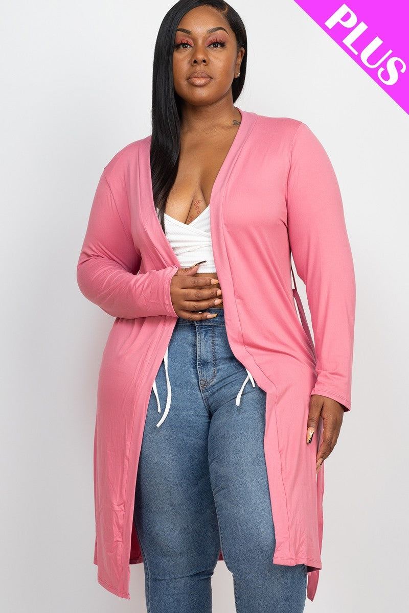 Plus Size Long Sleeves Belted Cardigan – Stylish & Comfortable – men’s fashion, stylish and versatile