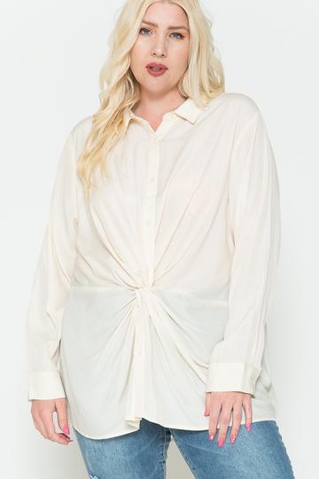 Plus Size Twisted Knot Detail Oversized Satin Shirt β Stylish & Comfortable β menβs fashion, stylish and versatile