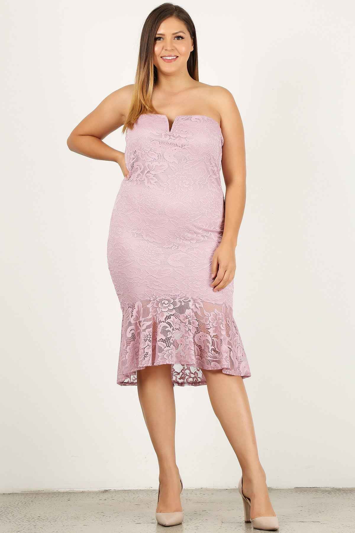 Plus Size Lace, Strapless Bodycon Midi Dress β Stylish & Comfortable β menβs fashion, stylish and versatile