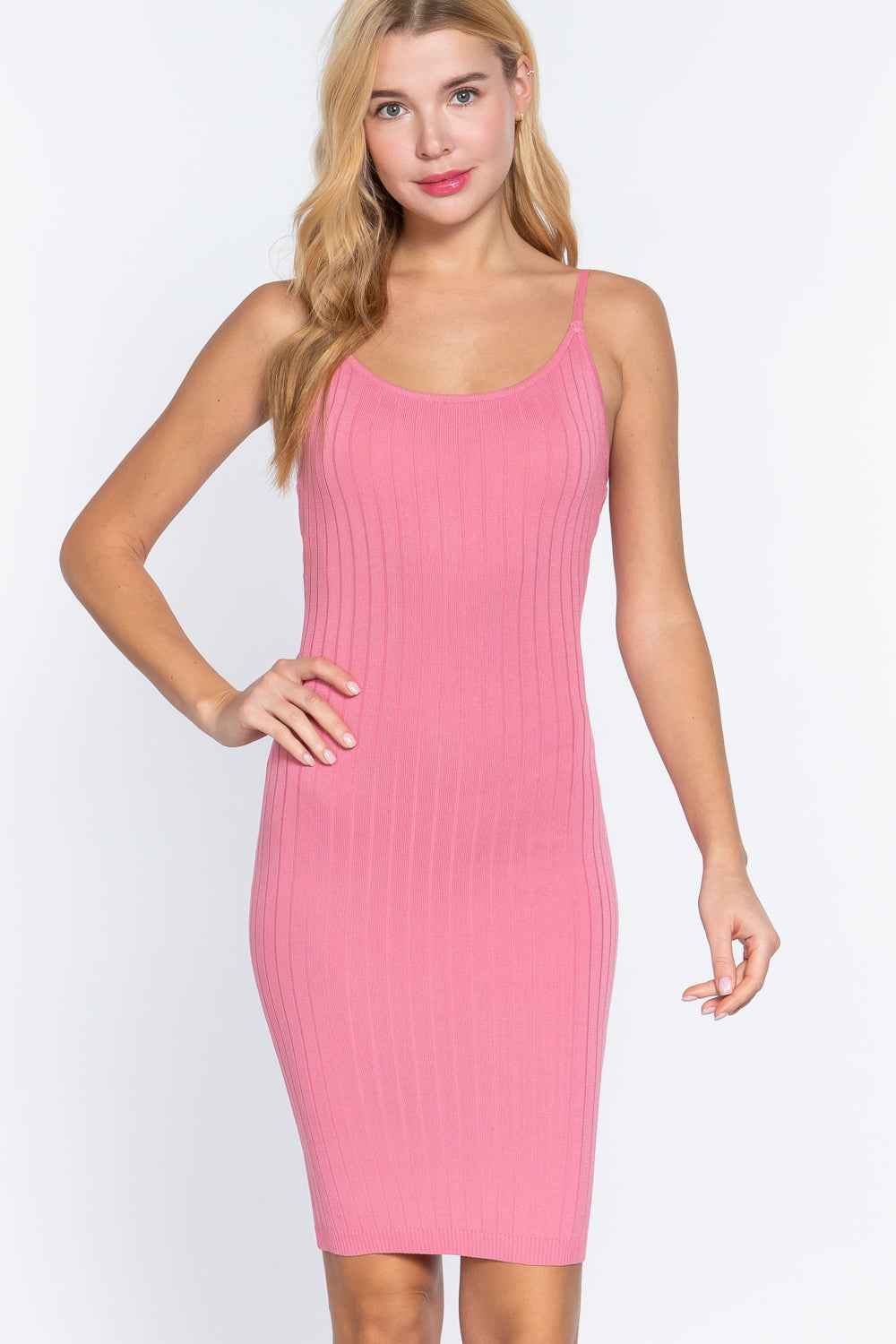 Sale - Round Neck Cami Rib Sweater Dress – On Sale Now