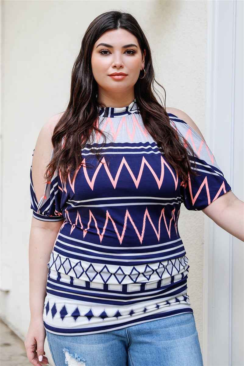 Plus Size Plus Polka Dot Cold Shoulder Short Sleeve Back Self-tie Top β Stylish & Comfortable β menβs fashion, stylish and versatile