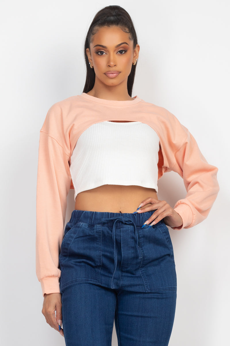 Sale - Ribbed Sleeveless Top With Shrug Sweater – On Sale Now